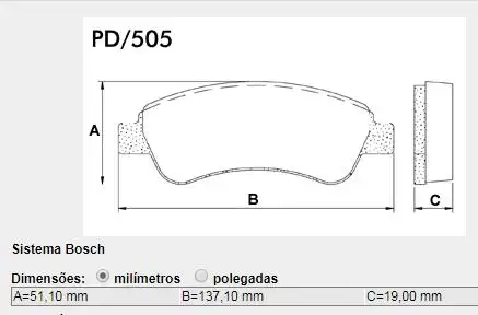 PASTILHA FREIO DIANTEIRA CITROEN XSARA BREAK 1.6 2000/