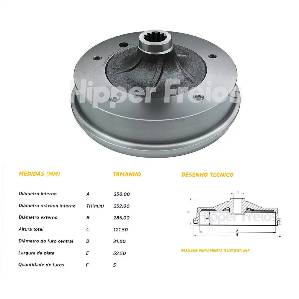 TAMBOR FREIO TRASEIRO KOMBI 1967 A 1976 COM CUBO
