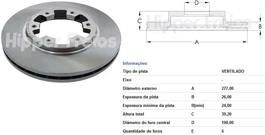 DISCO FREIO DIANTEIRO NISSAN FRONTIER 2.8 1997 A 2008 VENT