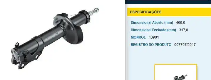 AMORTECEDOR DIANTEIRO GOLF 1995 A 1998 GL GTI GLX