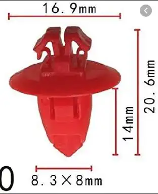 GRAMPO FIXACAO MOLDURA PARALAMA TOYOTA HILUX 05/ (VERMELHO)