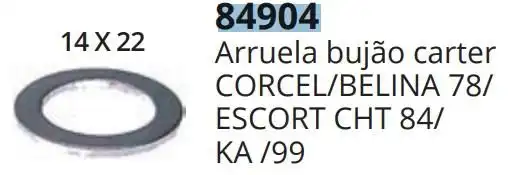 ARRUELA BUJAO CARTER CORCEL PAMPA CHT ESCORT 83/ FERRO (14X2