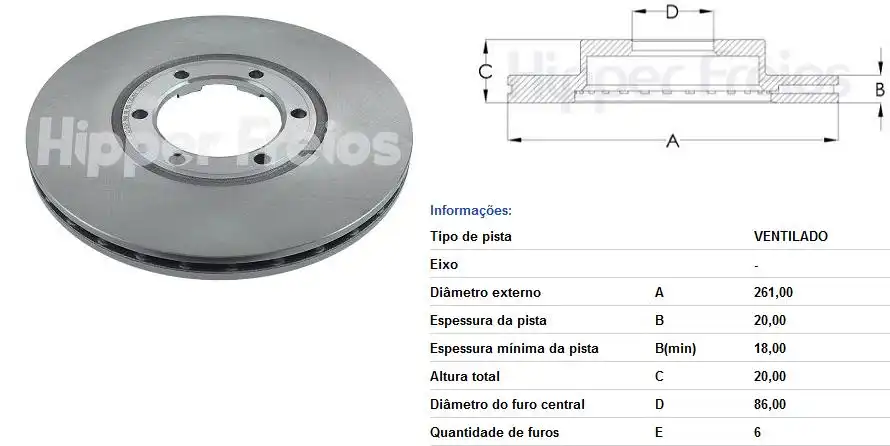DISCO FREIO DIANTEIRO TOPIC 2.2 2.7 1993/ VENTILADO