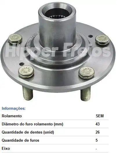 CUBO RODA DIANT HONDA CIVIC 06/16 (COM PARAFUSO)