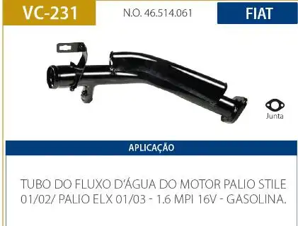 TUBO REFRIGERACAO MOTOR FIAT PALIO 1.6 16V 2001 A 2003 C/ AR