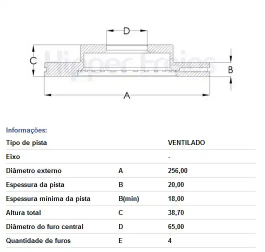 DISCO FREIO DIANTEIRO SANTANA 1994/ VENTILADO