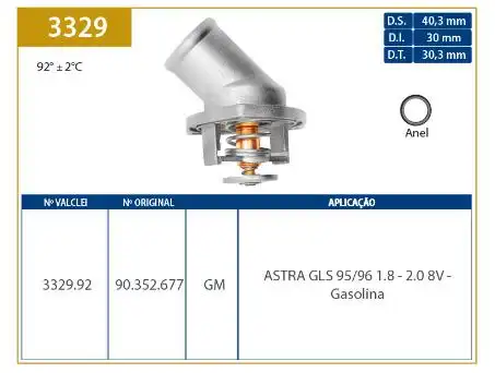 VALVULA TERMOSTATICA ASTRA 1.8 2.0 8V 1995 A 1996 C/ CARCACA