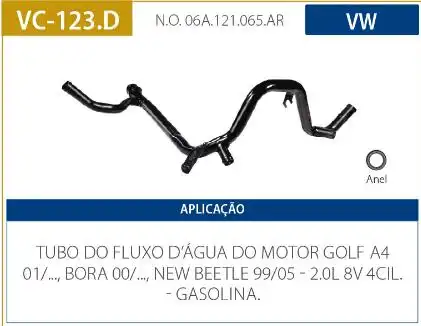 TUBO REFRIGERACAO MOTOR GOLF 2.0 8V 2001/