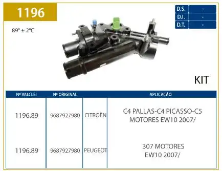 VALVULA TERMOSTATICA PEUGEOT 307 2.0 16V 2007/ COM CARCACA