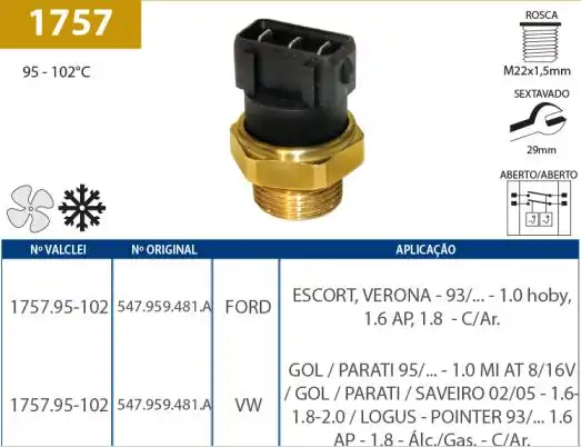 INTERRUPTOR RADIADOR GOL G2 G3 1.0 1.6 1995 A 2005 COM AR