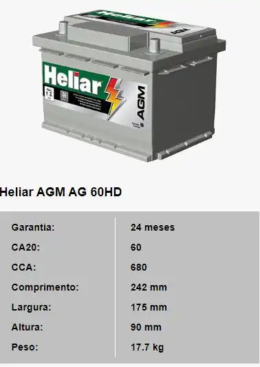 BATERIA UNIVERSAL 60 AMP. POSITIVO DIR (AGM) (START STOP)