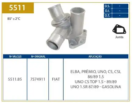 VALVULA TERMOSTATICA FIAT UNO 1.5 1987 A 1989 GASOLINA