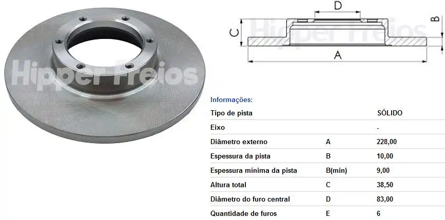 DISCO FREIO DIANTEIRO CORCEL 1975 A 1984 SOLIDO