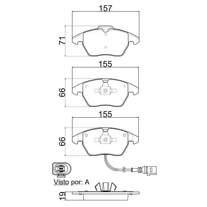 PASTILHA FREIO DIANTEIRA AUDI A3 1.6 1.9 2.0 3.2 V6 2003/