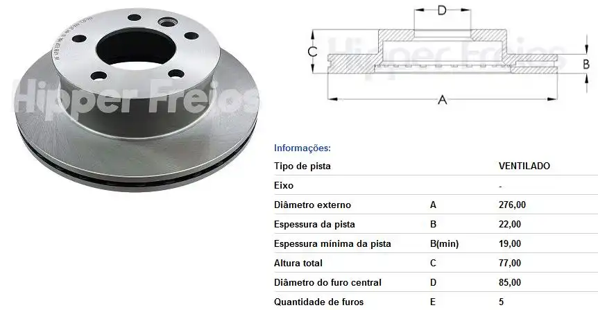 DISCO FREIO DIANTEIRO SPRINTER 311 313 412 413 2001 A 2006