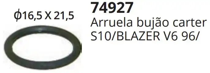 ARRUELA BUJAO CARTER S-10 BLAZER V6 16MM (ANEL BORRACHA)
