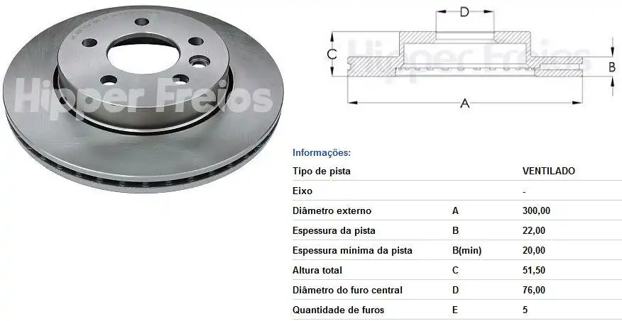 DISCO FREIO TRASEIRO AMAROK 3.0 V6 2018 A 2022