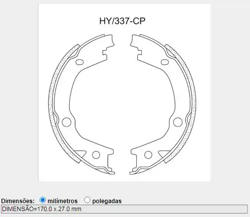 SAPATAS FREIO MAO HYUNDAI TUCSON 2.0 2.7 04/ SONATA 2.0 3.3