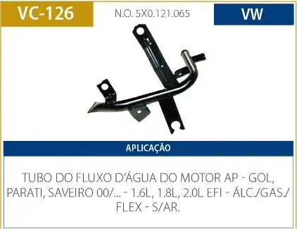TUBO REFRIGERACAO MOTOR GOL G2 2.0 2000 A 2002 AP SEM AR
