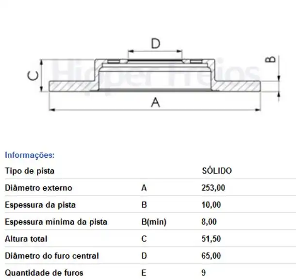 DISCO FREIO TRASEIRO JETTA 1.4 TSI 2016/