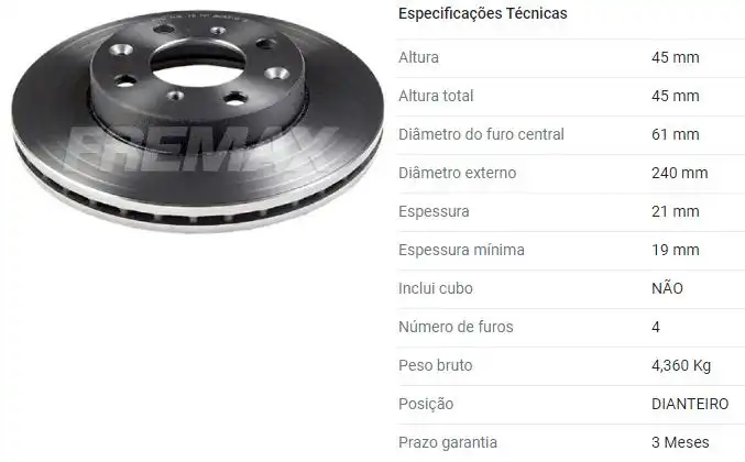 DISCO FREIO DIANTEIRO HONDA CIVIC 1.3 1.5 1.6 1991 A 1998