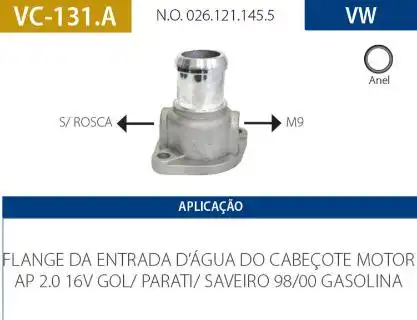 TUBO CONEXAO DAGUA CABECOTE GOL 1.6 1.8 2.0 1991 A 1994 AP