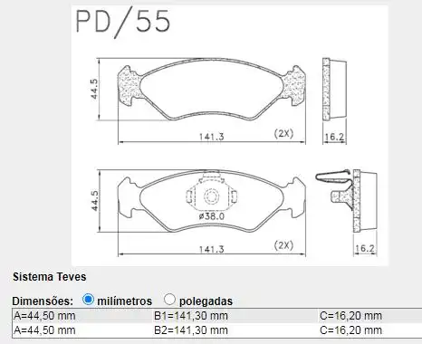PASTILHA FREIO DIANTEIRA FIESTA 1.0 1.3 1996/