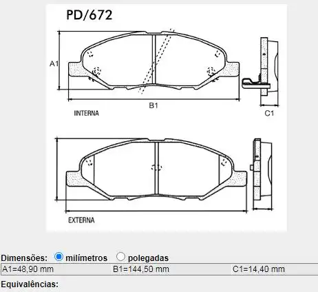 PASTILHA FREIO DIANTEIRA NISSAN LIVINA 2009/ SEM ALARME