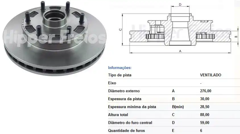DISCO FREIO DIANTEIRO S-10 4X2 1995 A 1997 VENTILADO