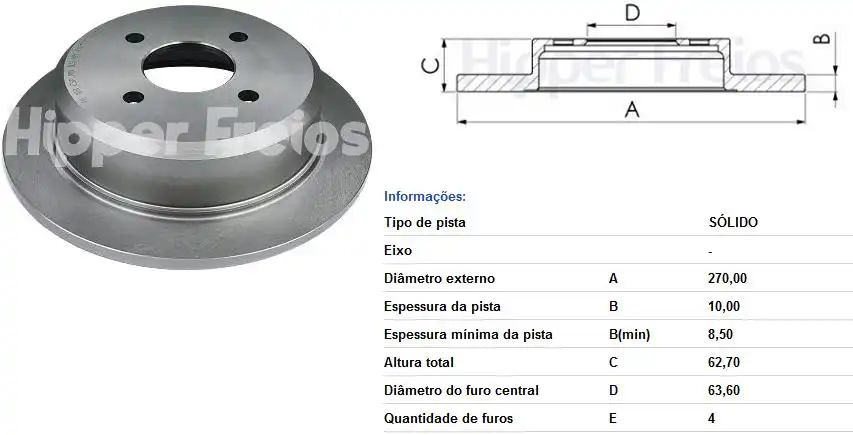 DISCO FREIO TRAS ESCORT II 93/96