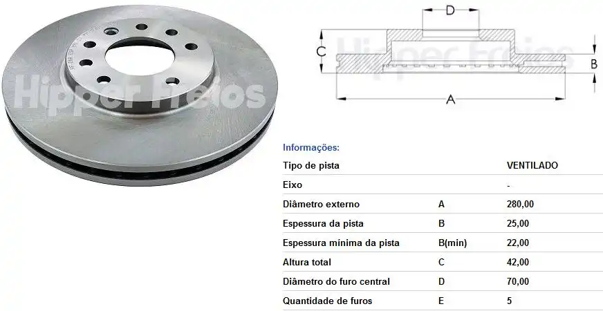 DISCO FREIO DIANTEIRO ASTRA 2.0 16V 1999 A 2011 VENTILADO