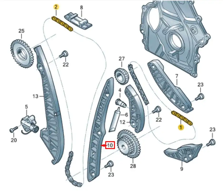 GUIA CORRENTE JETTA 2.0 TSI 2011 A 2014 (ESQ)