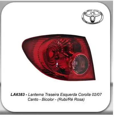 SINAL TRAS TOYOTA COROLLA 03/08 ESQ (CANTO) BICOLOR