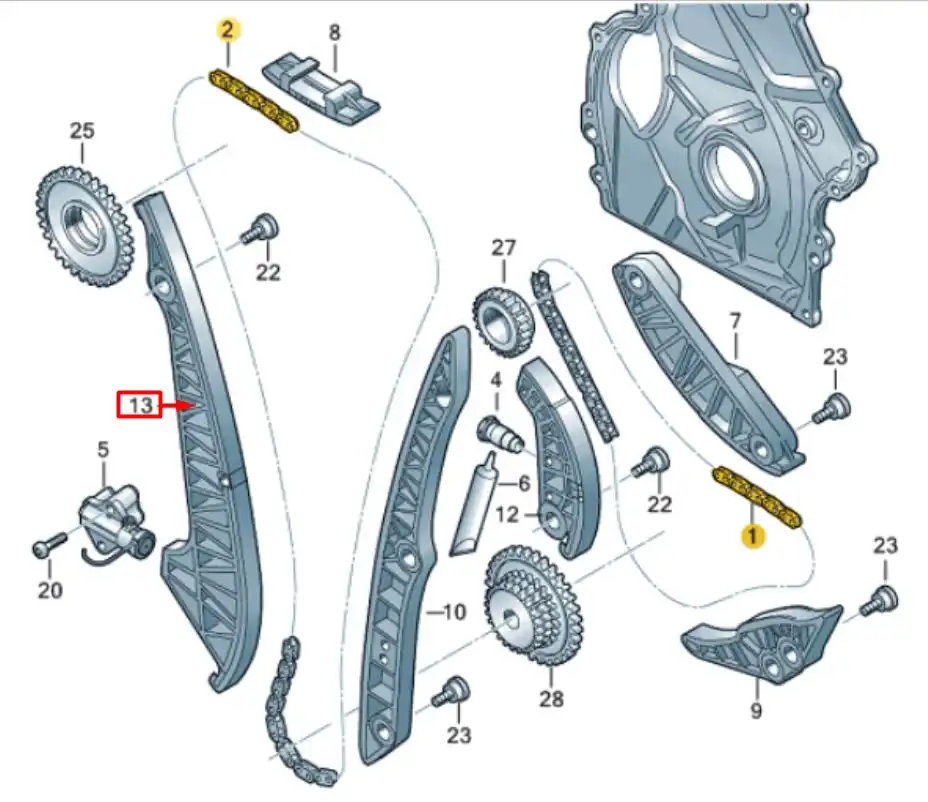 GUIA CORRENTE JETTA 2.0 TSI 2011 A 2014 ( DIR )