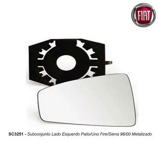 VIDRO ESPELHO PALIO UNO FIRE SIENA 1996 A 2000 ESQ C/CARCACA