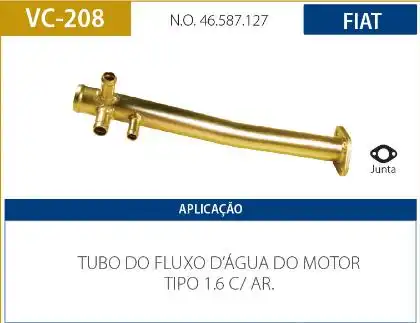TUBO REFRIGERACAO MOTOR FIAT TIPO 1.6 1993 A 1997 COM AR