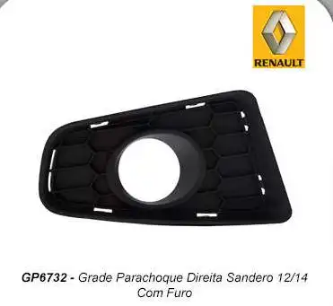 GRADE PARACHOQUE DIANT RENAULT SANDERO 12/14 C/ FAROLETE DIR