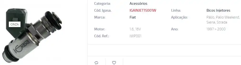 BICO INJ FIAT PALIO SIENA STRADA BRAVA 1.6 16V /01 (CINZA)