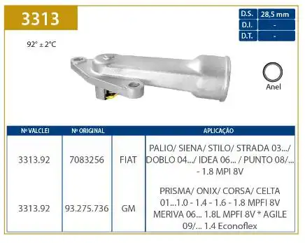 VALVULA TERMOSTATICA CORSA 1.0 1.4 1.6 1.8 2002/ COM CARCACA
