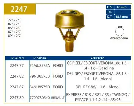 VALVULA TERMOSTATICA ESCORT 1.3 1.6 ATE 1986