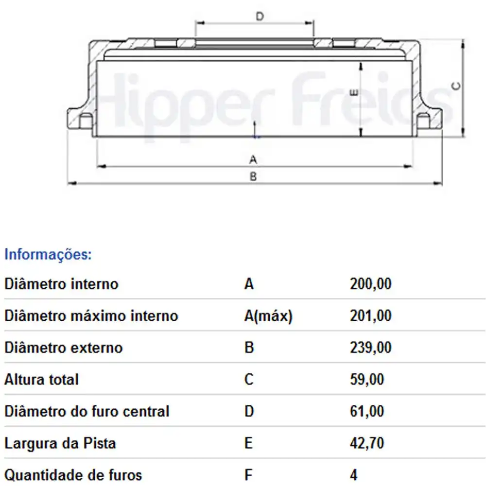 TAMBOR FREIO TRASEIRO HONDA CIVIC 1991 A 2000