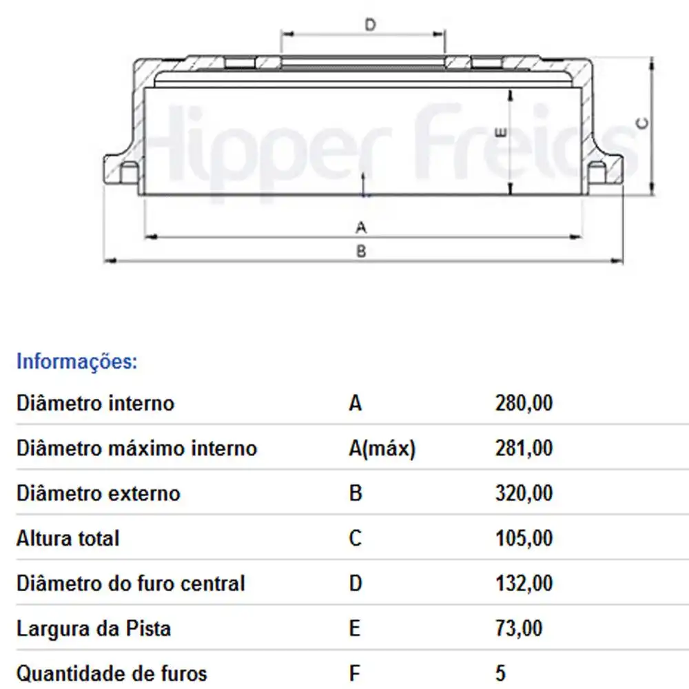 TAMBOR FREIO TRASEIRO RENAULT MASTER 1998 EM DIANTE