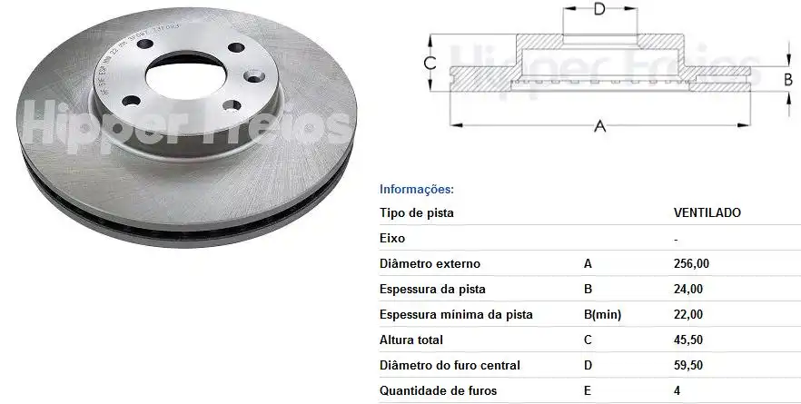 DISCO FREIO DIANTEIRO COBALT 1.4 1.8 2012/ VENTILADO COM ABS