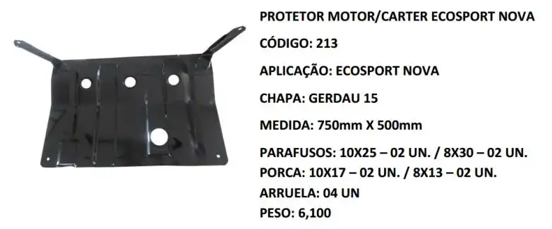 PROTETOR MOTOR ECOSPORT 13/ KA 14/ REFORCADO
