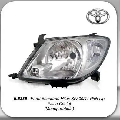 FAROL TOYOTA HILUX 2009 A 2011 ESQ PISCA CRISTAL