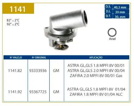 VALVULA TERMOSTATICA ASTRA 1.8 8V 2001 A 2004 ALCOOL