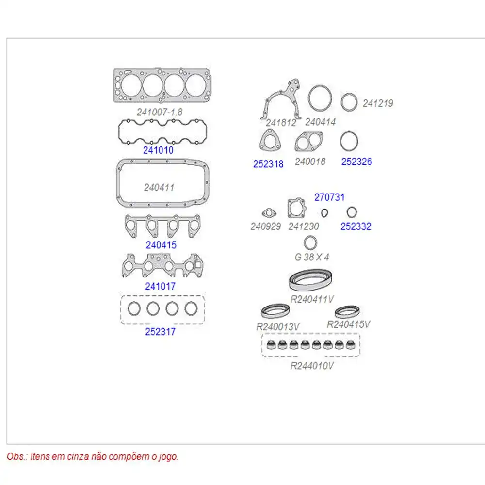 JUNTA MOTOR CORSA MERIVA MONTANA PRISMA 1.4 8V ECONOFLEX