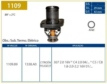 VALVULA TERMOSTATICA CITROEN C4 2.0 16V 2008 A 2014