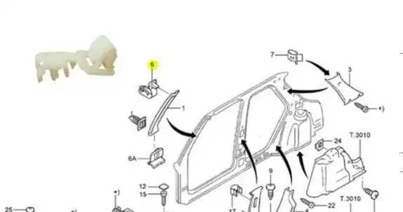 GRAMPO ACABAMENTO COLUNA PARABRISA FIESTA