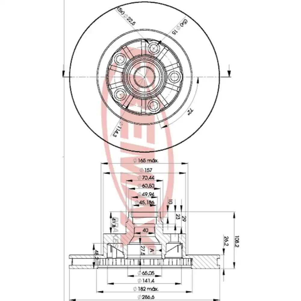 DISCO FREIO DIANTEIRO RANGER 4X2 1998 A 2011 C/ ABS